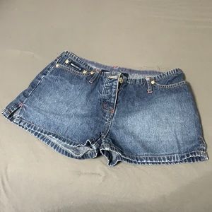 Blue asphalt denim shorts